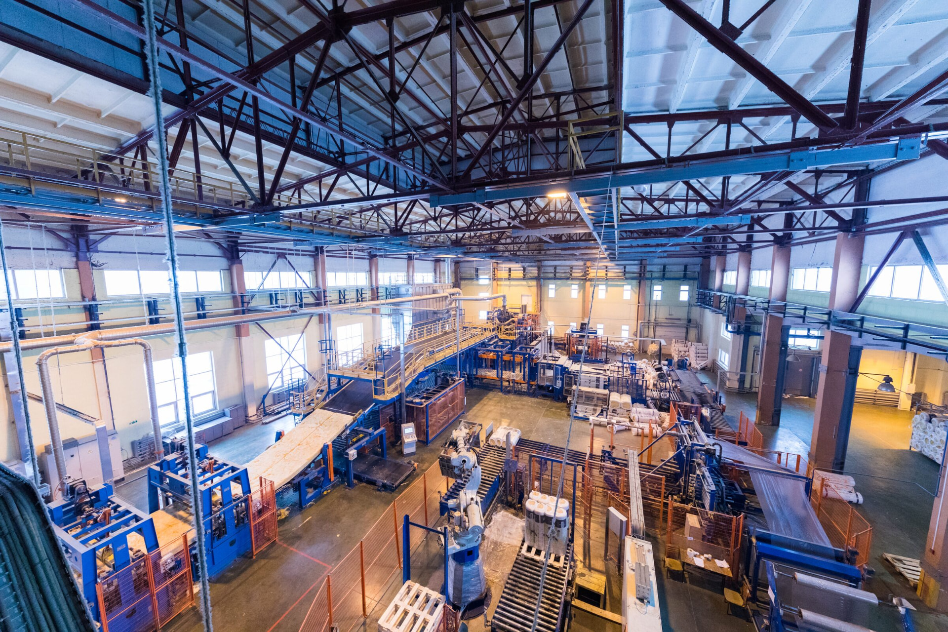 Production floor of a manufacturing plant seen from above